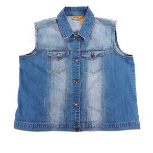 Wrangler Vest Women XXL 2XL Blue Denim Stretch Western Factory Two Tone